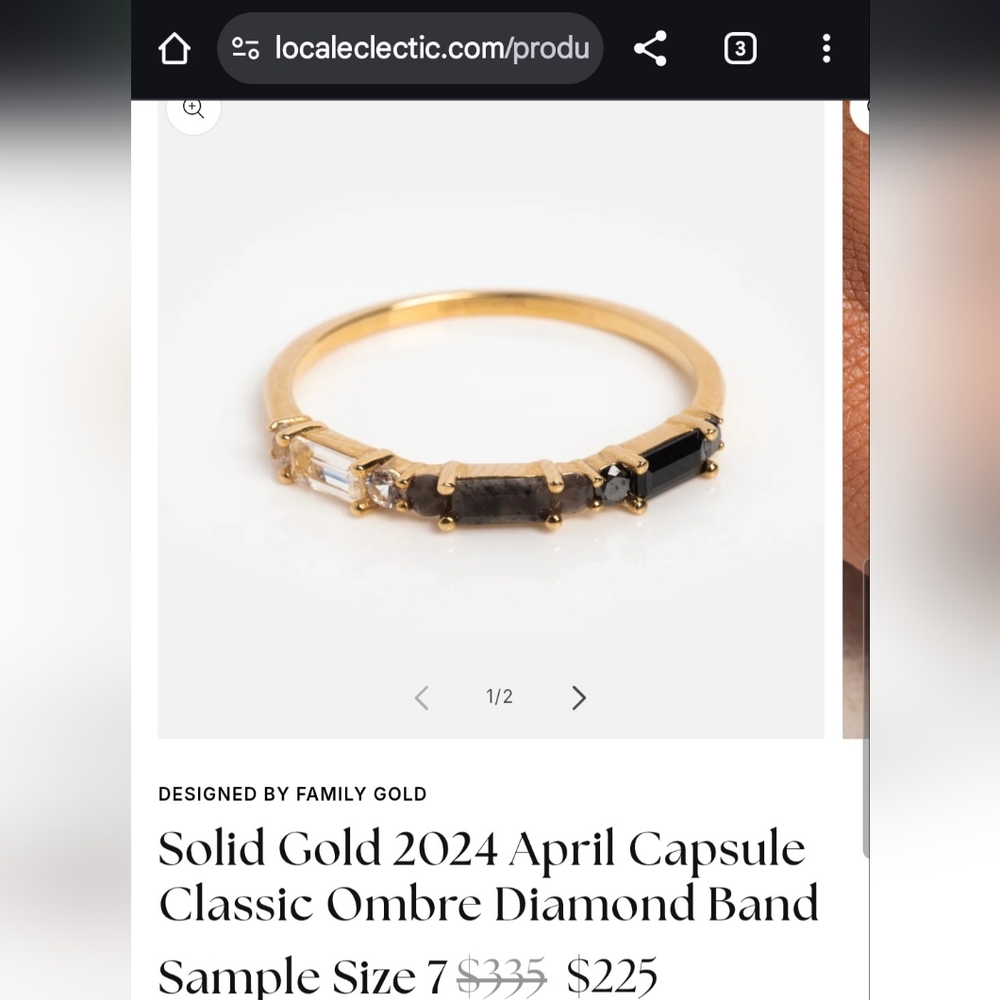 Solid 9k Yellow Gold & Diamond Ombre Band Local Eclectic